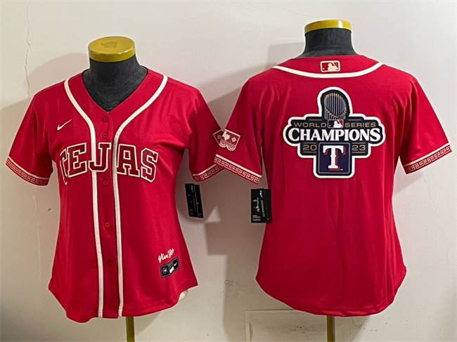 Women's Texas Rangers Team Big Logo Red 2026 City Connect Stadium Stitched Baseball Jersey(Run Small)